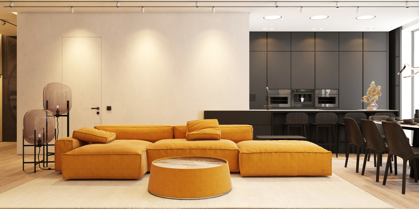 Гостиная с кухней