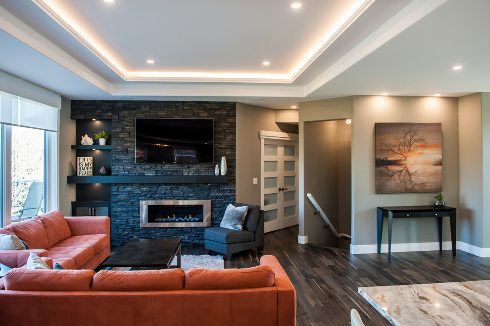 Inspiration for a transitional home design remodel in Edmonton
