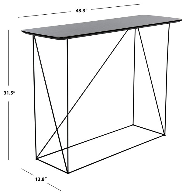 Sleek Console Table, Geometric Design With Black Finished Base ...