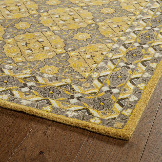 Kaleen HandTufted Middleton Gold Wool Rug Contemporary Area Rugs