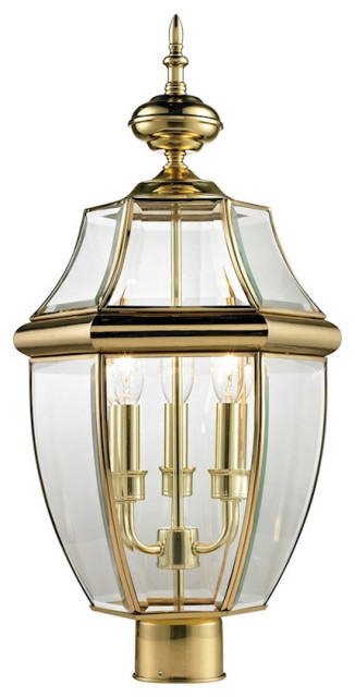 Thomas Lighting Ashford 3-Light Post Mount Lantern, Brass, Large