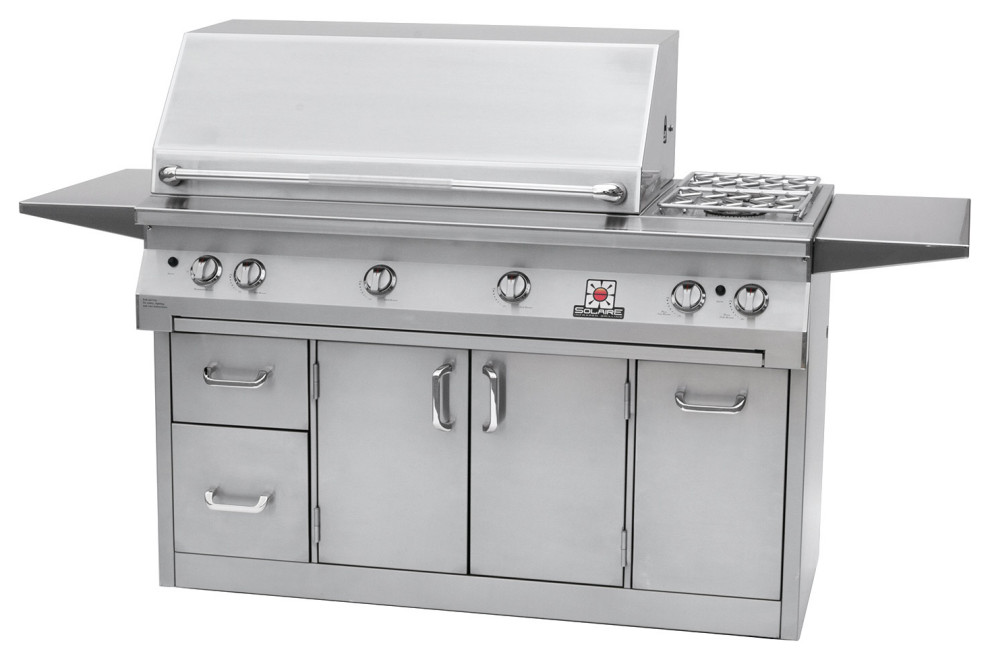 Convection Cart Grill with Rotisserie/Dual Side Burner, 56-Inch ...