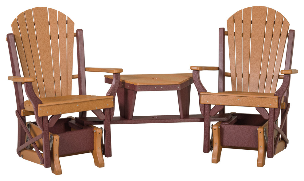 Glider Settee, Poly Lumber Bentwood Glider Chairs with Angled Center