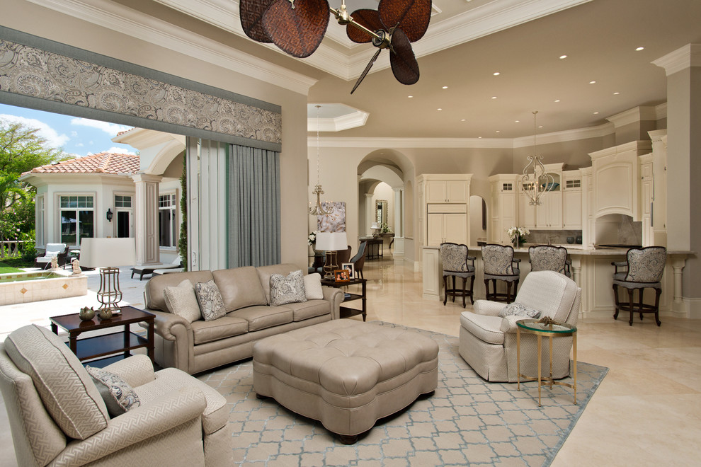 Inspiration for a traditional family room in Other with grey walls.