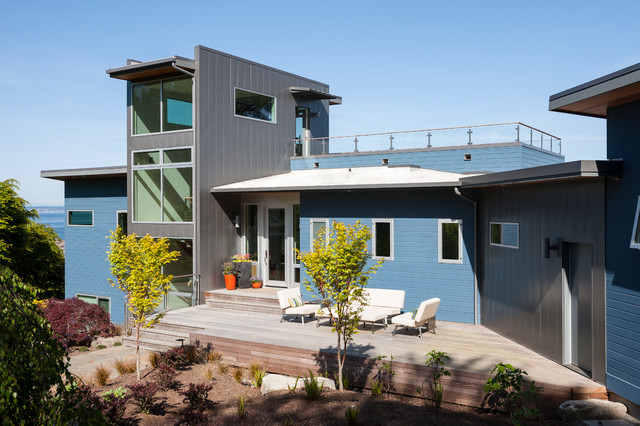 Blue Tower House contemporain-facade