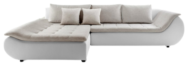 INNA Sectional Sleeper Sofa, Left Corner , White/Sand - Contemporary ...