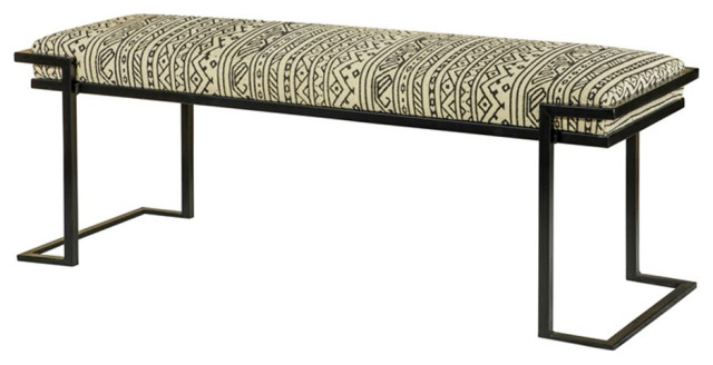 Coaster Contemporary Fabric Upholstered Accent Bench in Black