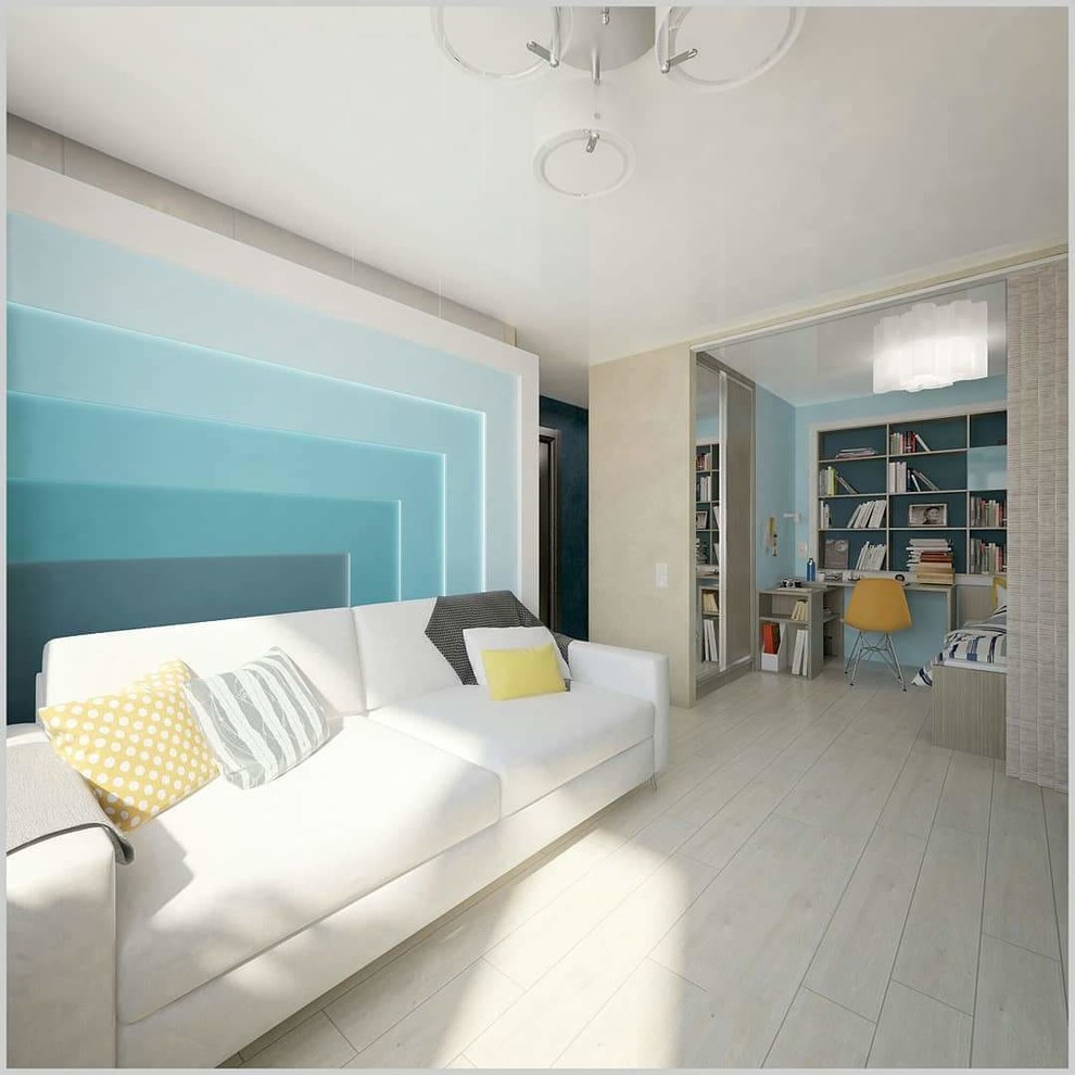 Однокомнатная квартира с оттенками синего