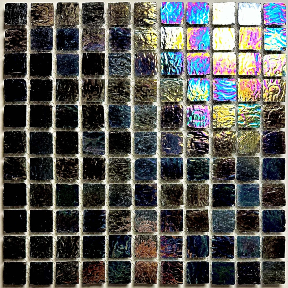 Recycled Iridescent Glass 12x12 Handmade Square Mosaic Wall & Pool Tile