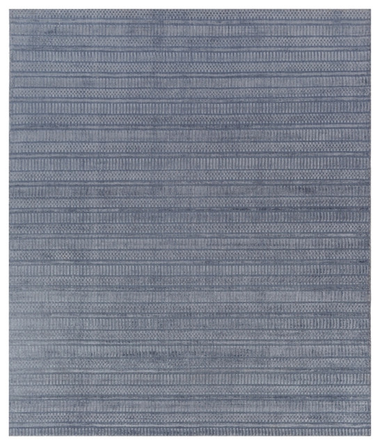 Addison Modern Classic Varied Pattern Aged Blue Bamboo Silk Rug, 12'x15'
