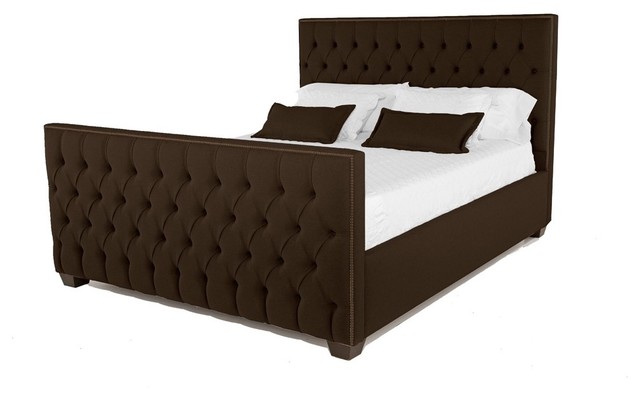 Huntley Tufted Upholstered Bed, Woven Chocolate, Eastern King