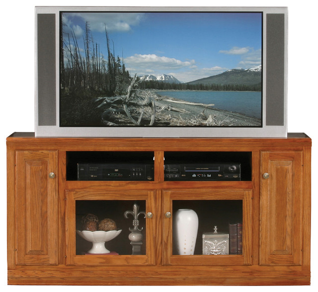 Classic Oak Thin 66" Tall Entertainment Console Transitional