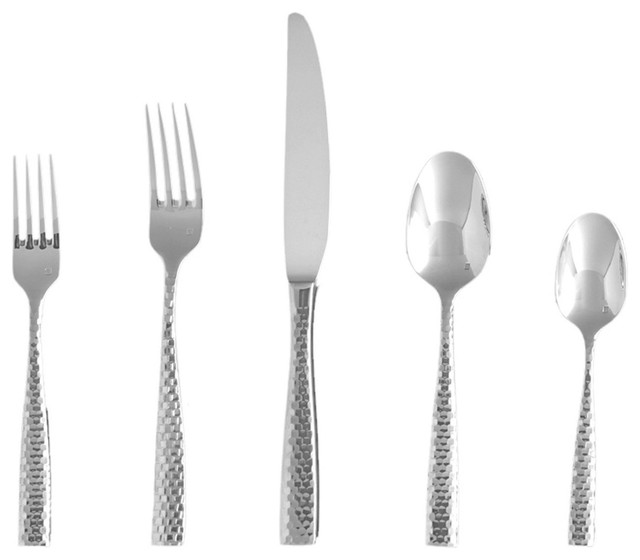 Lucca Faceted 18/10 Ss Flatware Set, Service For 4, 20-Pieces