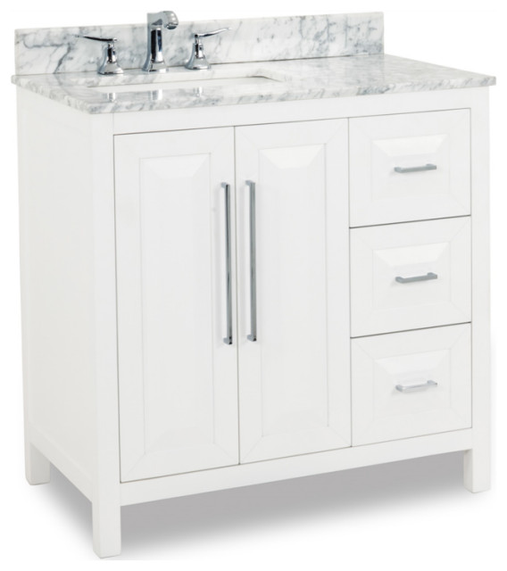 Hardware Resources 36 Bathroom Vanity in White Transitional Bathroom Vanities And Sink