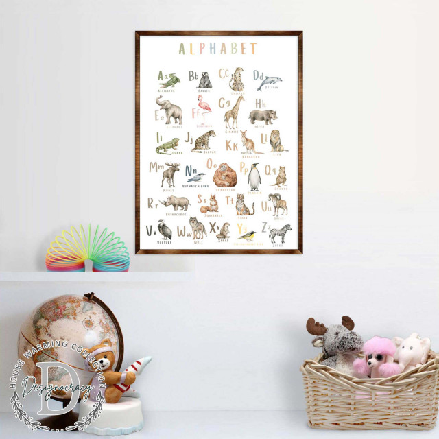 Animal Alphabet Art Wooden Kids Room Decor Classroom Decor, Large 32 ...