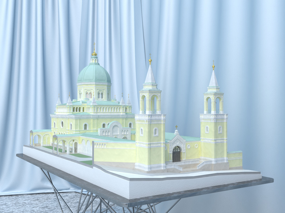 Эскиз макета собора Ивановского монастыря