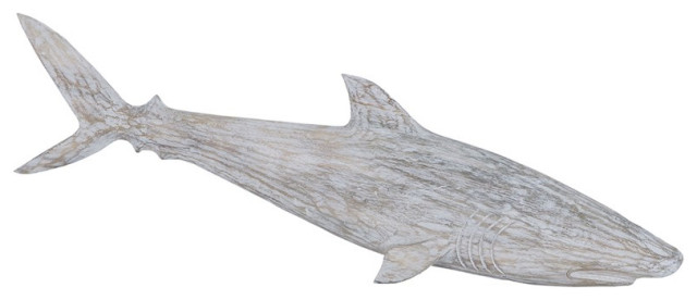 Elk Home Cocos Island Wooden Shark, Whitewash