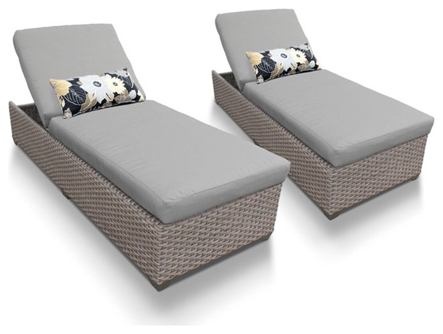 TK Classic Oasis Wicker Adjustable Patio Chaise Lounge (Set of 2