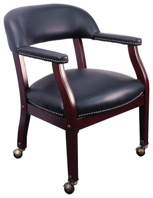 Black Leather Conference Chair with Casters by Flash Furniture