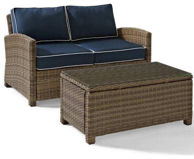 Crosley Furniture - Bradenton 5Pc Outdoor Wicker Conversation Set W Table Sangria 4 Armless Chairs