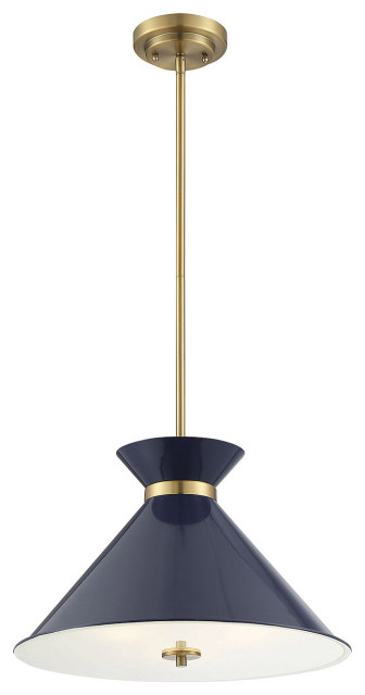 Savoy House 7-2416-3-161 Lamar 3 Light Pendant in Navy Blue with Brass Accents