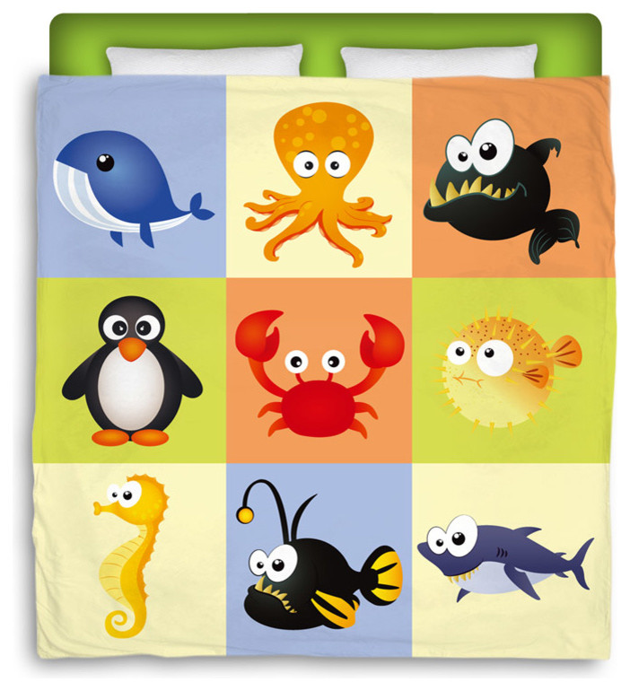 Eco Friendly Made In USA "Beach Animals" Full/Queen Kids Comforter