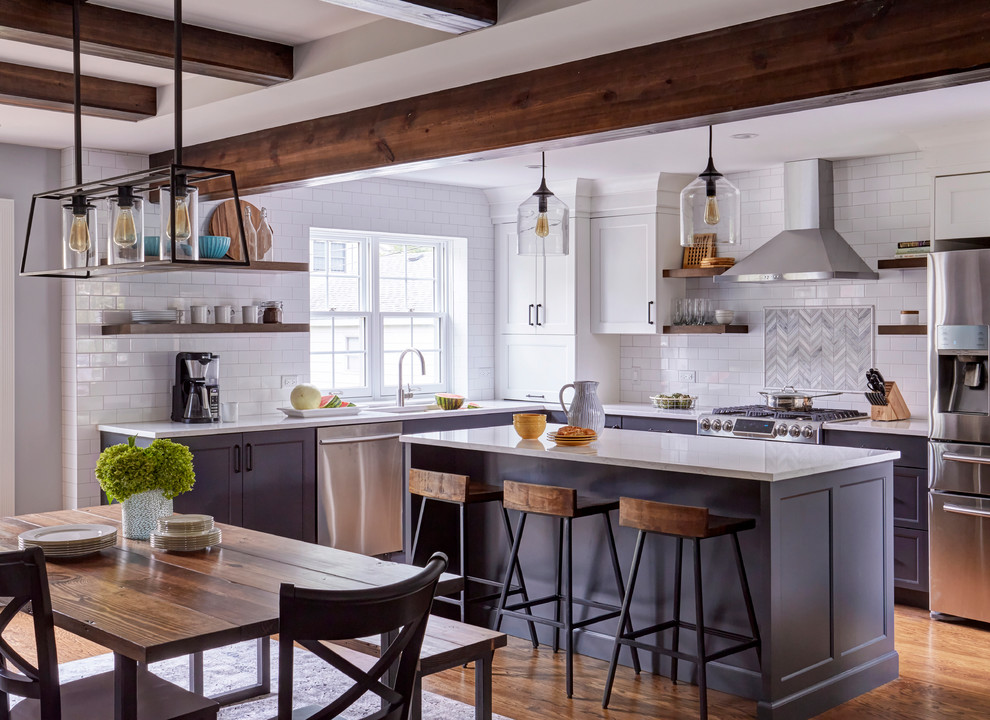 Transitional home design photo in Chicago