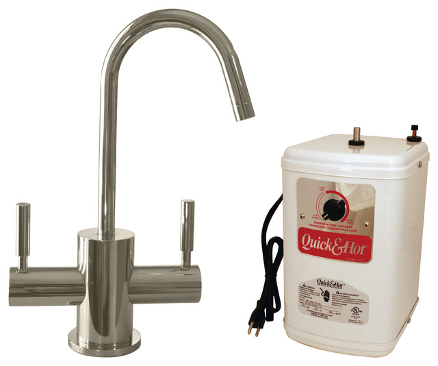 Contemporary 10" Hot And Cold Water Dispenser And Tank In Polished