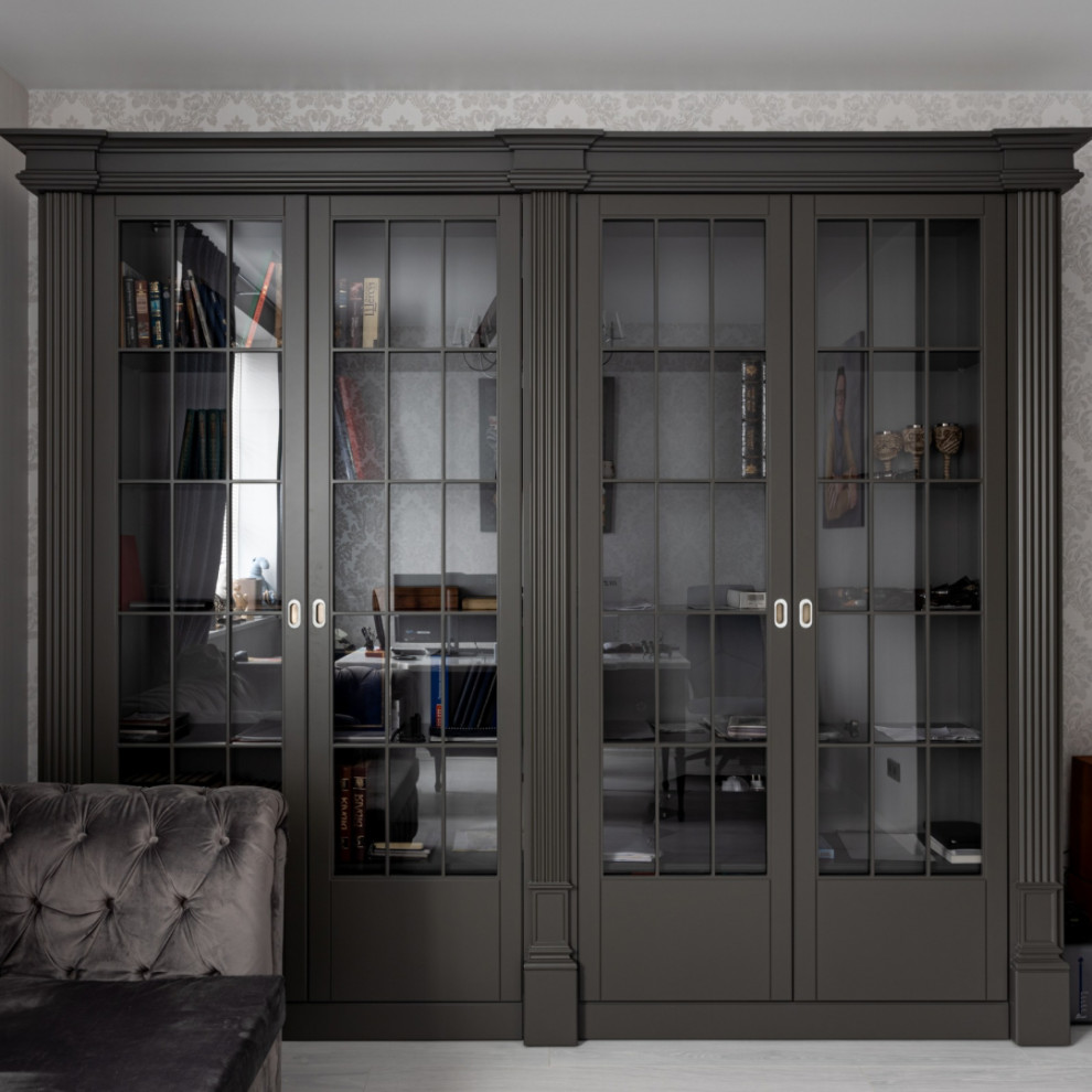 Витрина цвета графит из крашеного МДФ