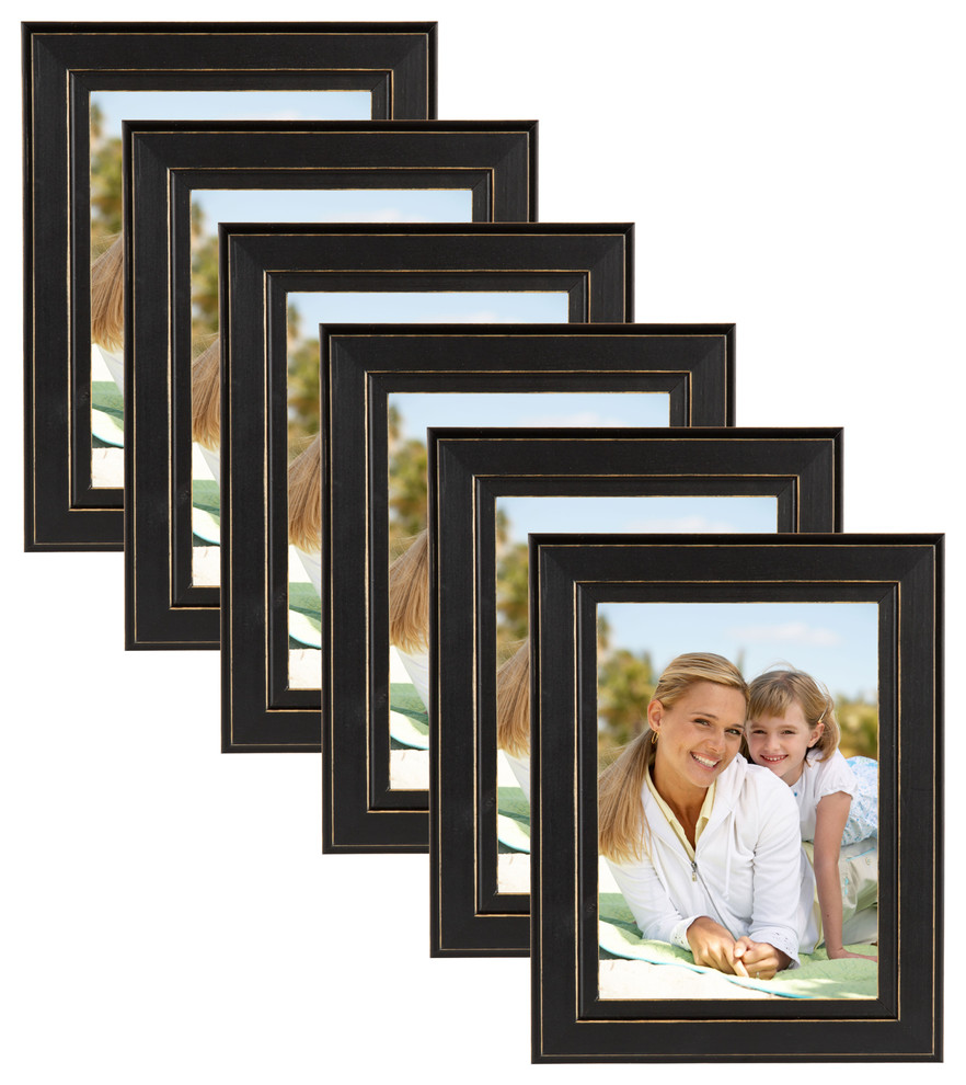 Kieva Solid Wood Picture Frame Set, Black 4x6, 5x7 Transitional