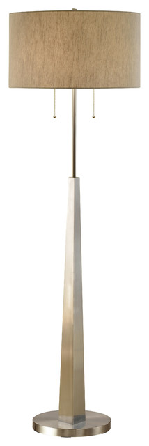 Luxor 68" Square-Tapered Brushed Steel Floor Lamp With Marble Base and Tan Shade