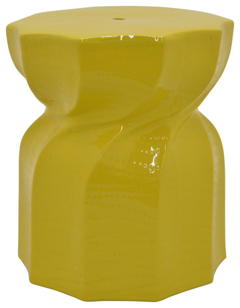 Plutus Brands Ceramic Plant Stand, Yellow Porcelain Contemporary