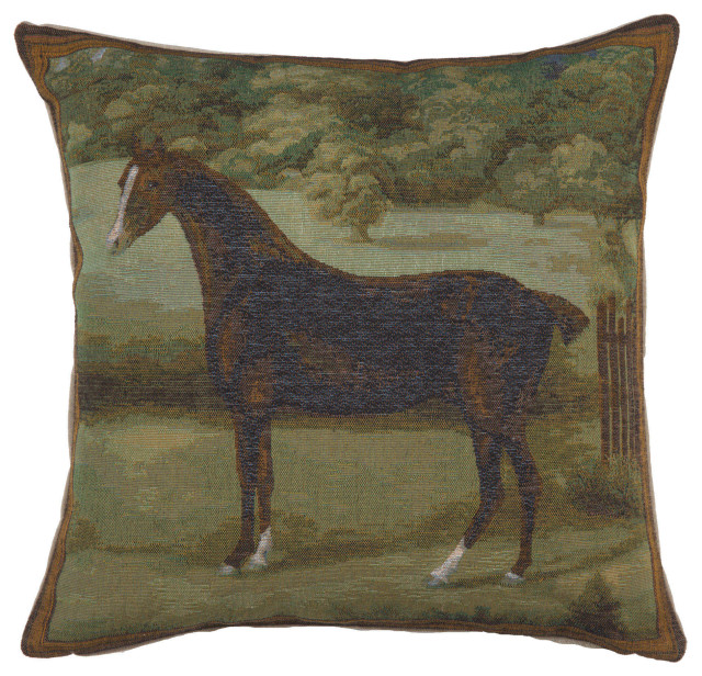Black Horse European Cushion Cover, H 19" x W 19" Farmhouse