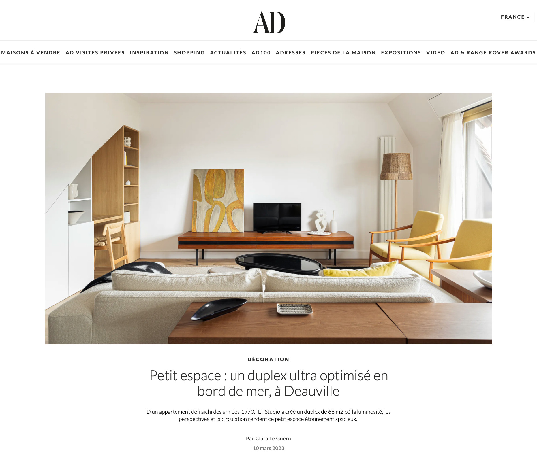 Parution AD Magazine - Un duplex ultra optimisé en bord de mer, à Deauville