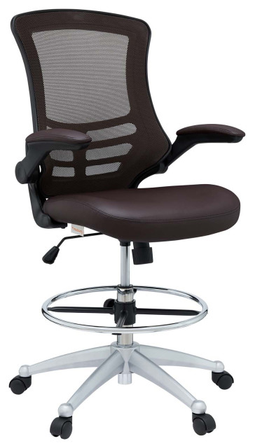 Attainment Faux Leather Drafting Chair, Brown
