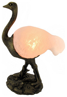 Ostrich Lamp with Frosted Glass Globe