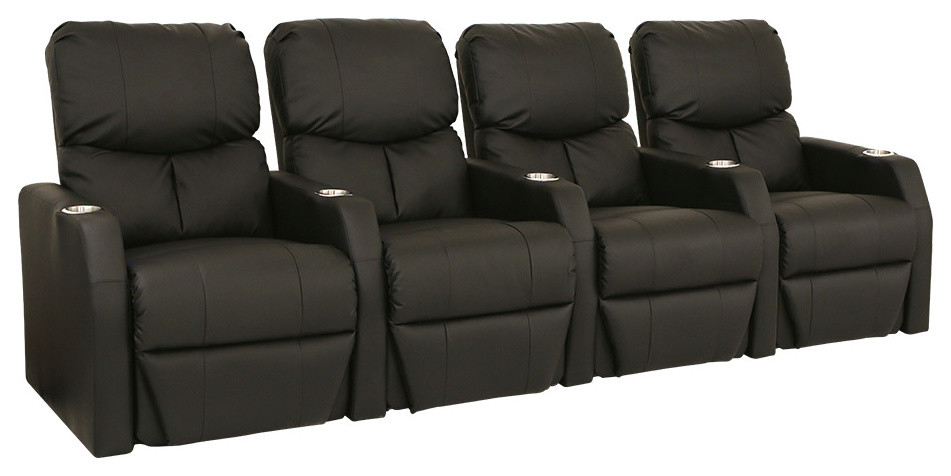 Seatcraft 12006 Theater Seats - Black, Bonded Leather, Manual, Row of 4