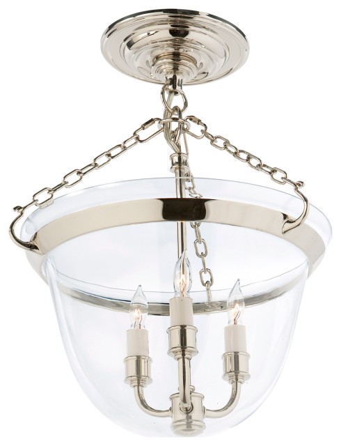 Country Semi Flush Bell Jar Lantern Transitional Flush Mount Ceiling Lighting By Lightopia