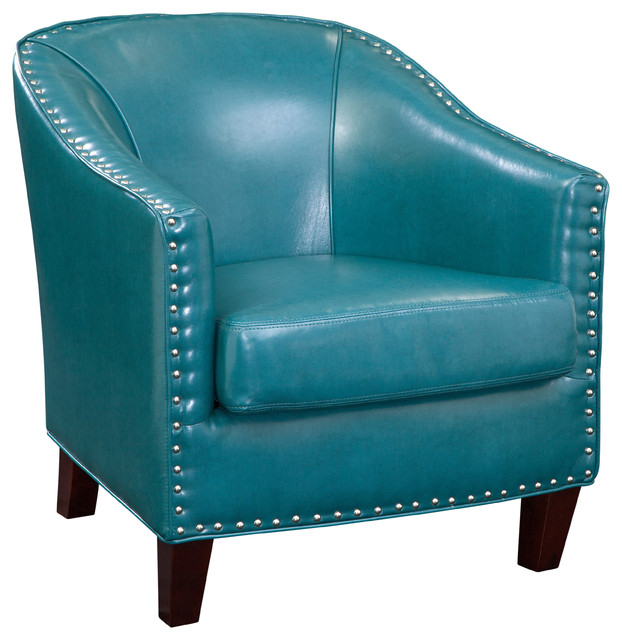 Grafton Faux Leather Barrel Chair, Peacock Contemporary Armchairs