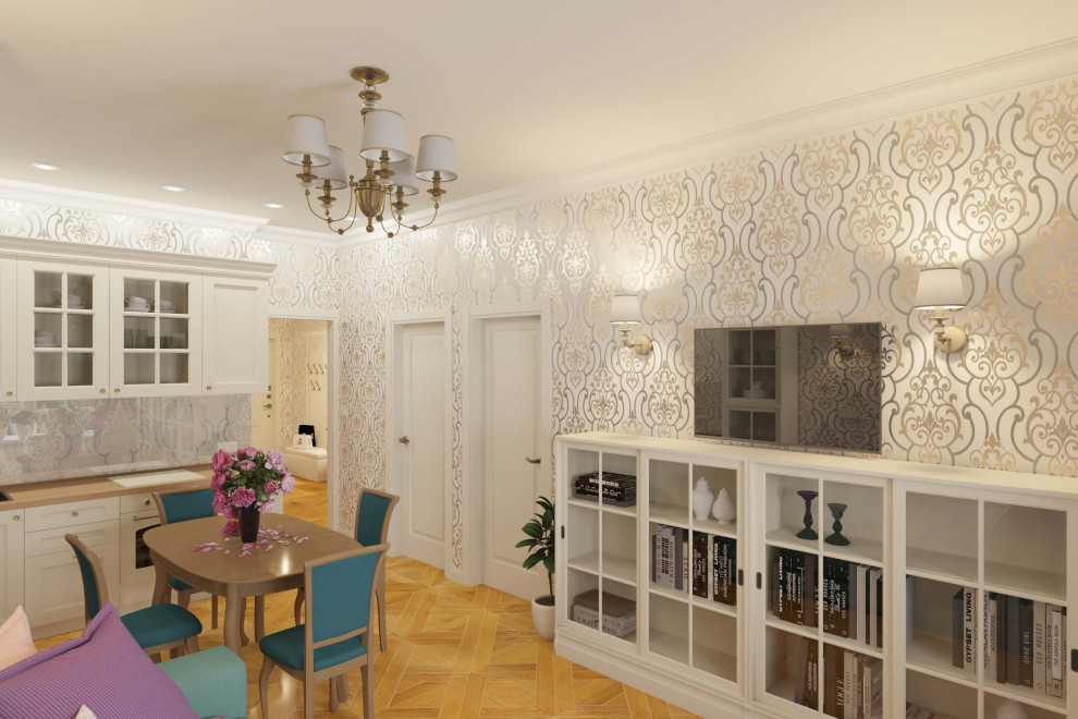 Двухкомнатная квартира 61м2 в ЖК "Соколиный форт" в стиле неоклассика