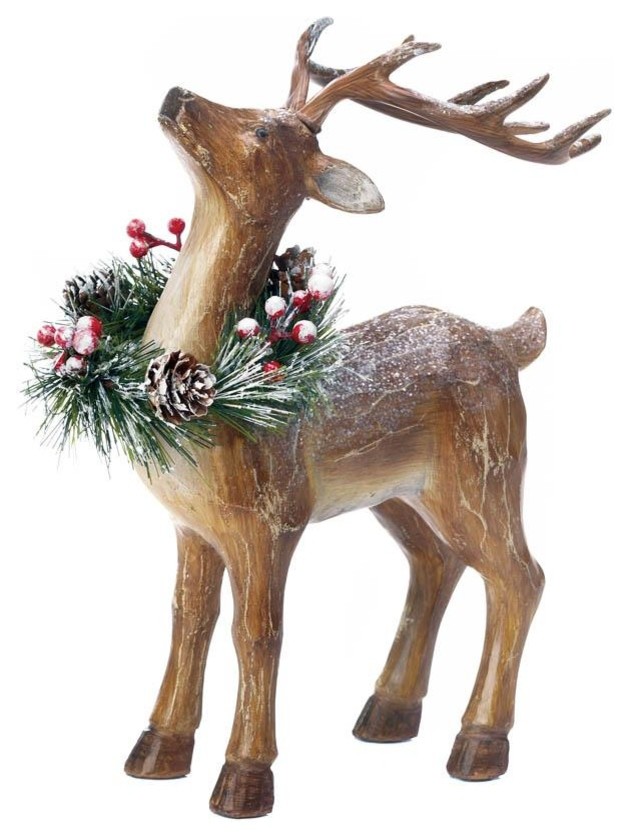 Prancer Christmas Reindeer Figurine - Rustic - Holiday Accents And