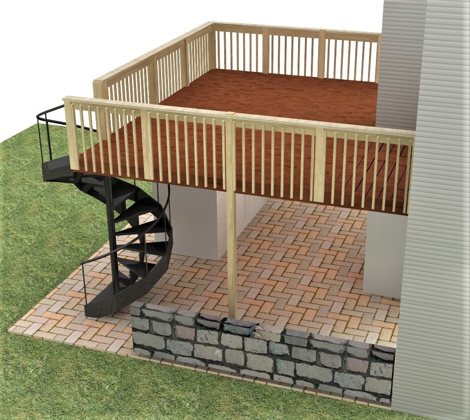 Idée de décoration pour une terrasse arrière et au premier étage bohème avec aucune couverture et un garde-corps en bois.