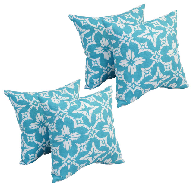 17" Square Polyester Outdoor Throw Pillows, Set of 4, Aspidoras