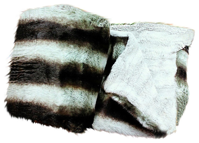 Fur Accents Faux Chinchilla Fur Bedspread Contemporary