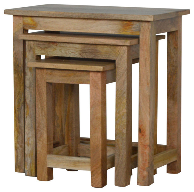 Mango Wood Nesting Table Stools 3 Piece Set Traditional Coffee Mango Wood Nesting Table Stools 3 Piece Set Traditional Coffee Sets By Lm Furnishings