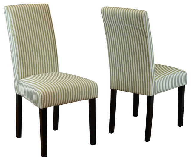 Villa Stripe Linen Dining Chairs, Set Of 2 - Transitional - Dining ...