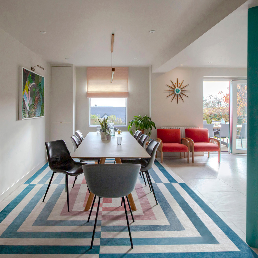 This is an example of a mid-sized contemporary dining room in Other with ceramic floors.