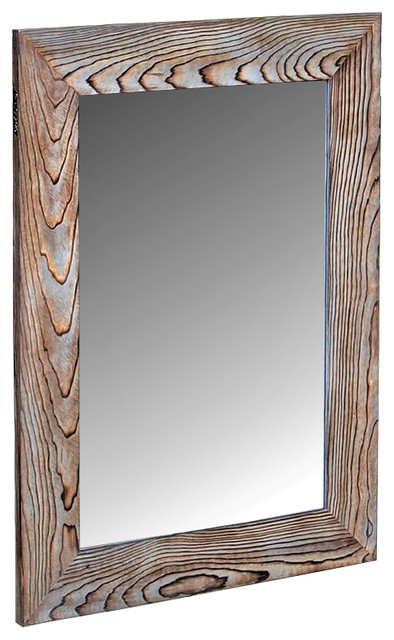 Blue Reclaimed Wood Wall Mirror, Second Hand Wooden Mirrors