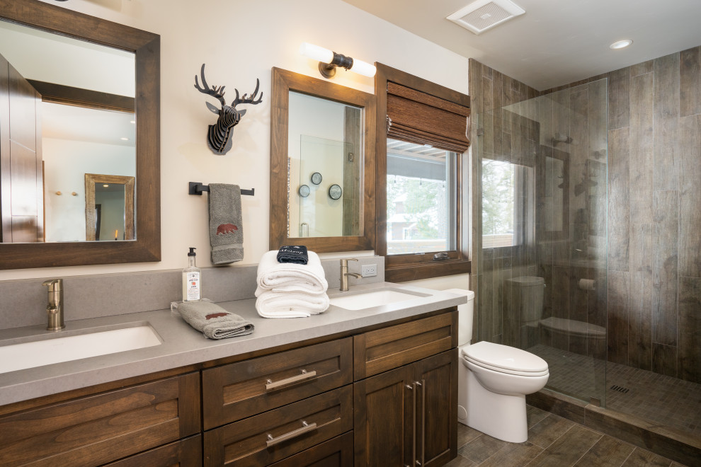 West Shore Mountain Modern Cabin - Rustic - Bathroom ...