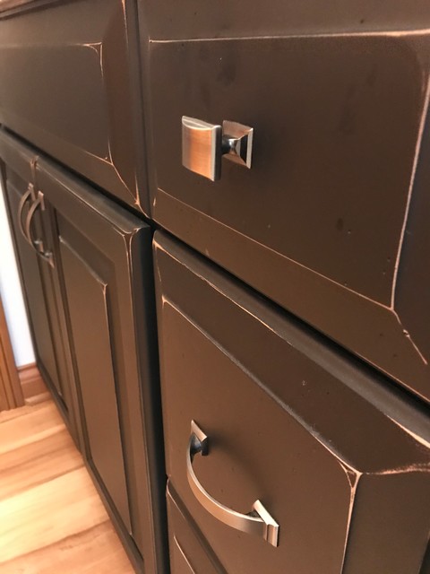 Custom Amish Cabinetry Maple Painted Black With Distressing And